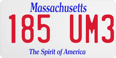 MA license plate 185UM3