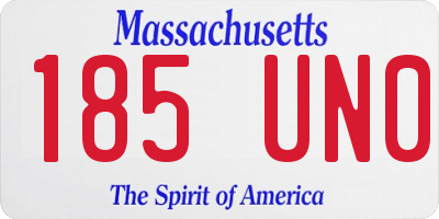 MA license plate 185UN0