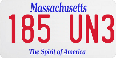 MA license plate 185UN3