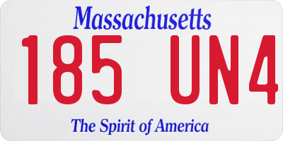 MA license plate 185UN4