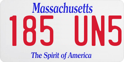 MA license plate 185UN5