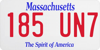 MA license plate 185UN7