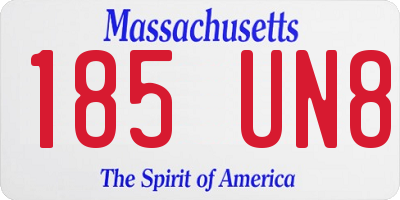 MA license plate 185UN8