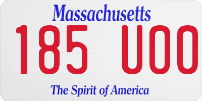MA license plate 185UO0
