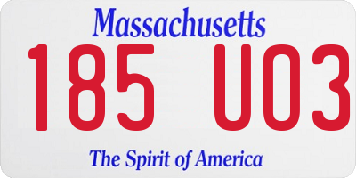 MA license plate 185UO3