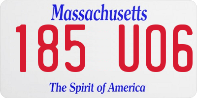 MA license plate 185UO6