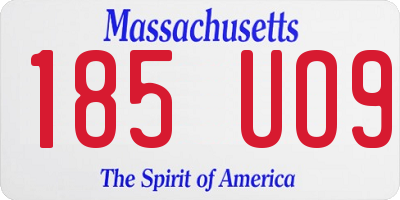 MA license plate 185UO9