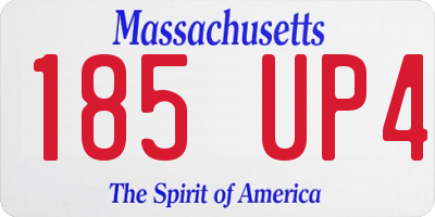 MA license plate 185UP4