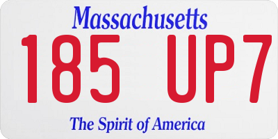 MA license plate 185UP7