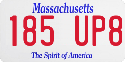 MA license plate 185UP8