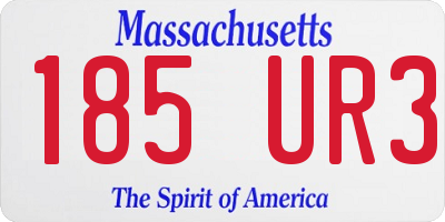 MA license plate 185UR3