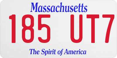 MA license plate 185UT7