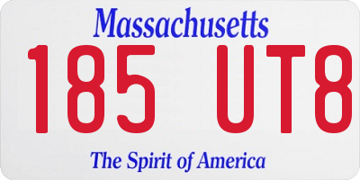 MA license plate 185UT8