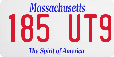 MA license plate 185UT9