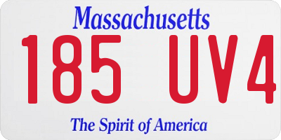 MA license plate 185UV4