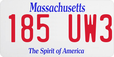 MA license plate 185UW3