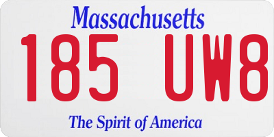 MA license plate 185UW8