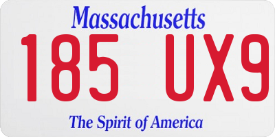 MA license plate 185UX9