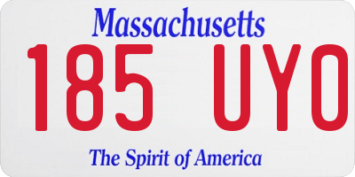 MA license plate 185UY0