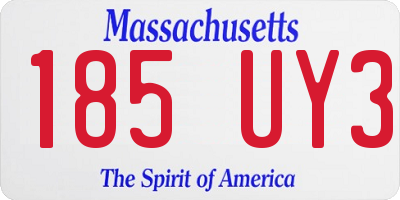 MA license plate 185UY3