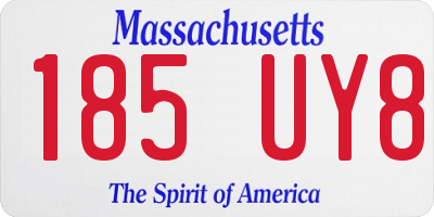 MA license plate 185UY8