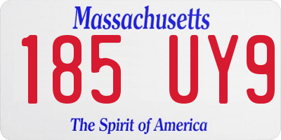 MA license plate 185UY9