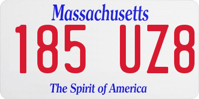 MA license plate 185UZ8