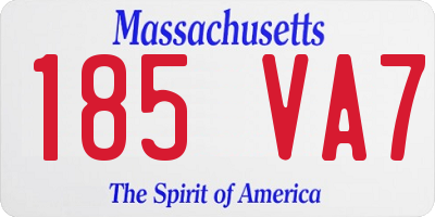 MA license plate 185VA7