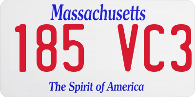 MA license plate 185VC3