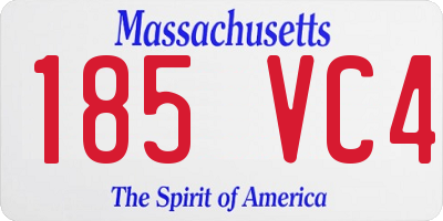 MA license plate 185VC4