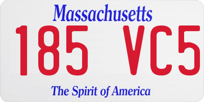 MA license plate 185VC5