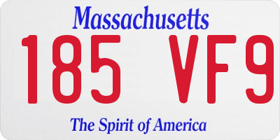 MA license plate 185VF9