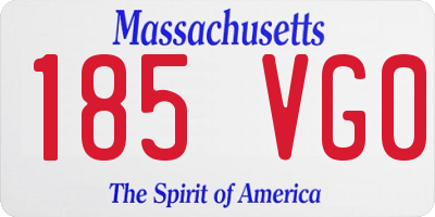 MA license plate 185VG0