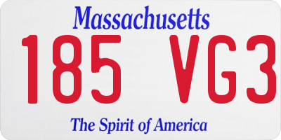 MA license plate 185VG3