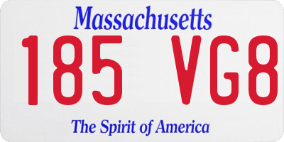 MA license plate 185VG8