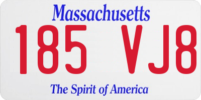 MA license plate 185VJ8