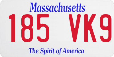 MA license plate 185VK9
