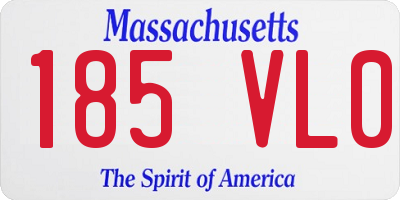 MA license plate 185VL0