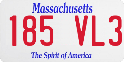 MA license plate 185VL3