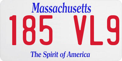 MA license plate 185VL9