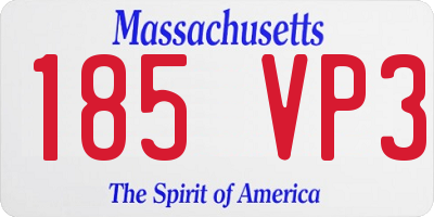 MA license plate 185VP3