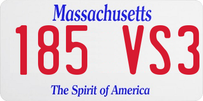 MA license plate 185VS3