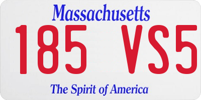 MA license plate 185VS5