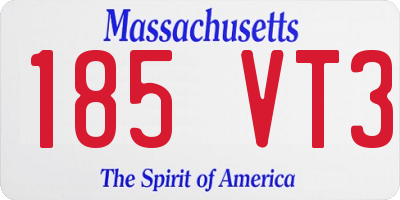 MA license plate 185VT3