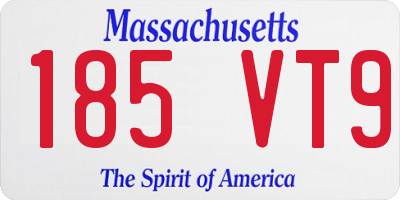 MA license plate 185VT9