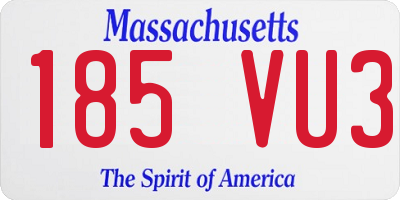 MA license plate 185VU3