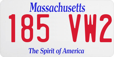MA license plate 185VW2