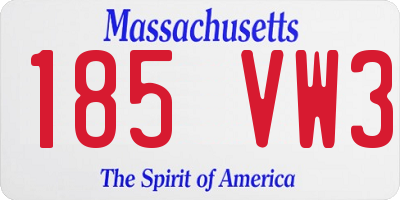 MA license plate 185VW3