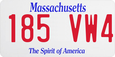MA license plate 185VW4
