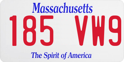 MA license plate 185VW9